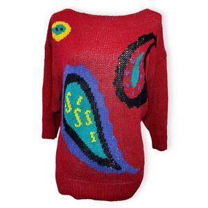 Vintage 80’s Knit deVille Paisely Sweater Sz M